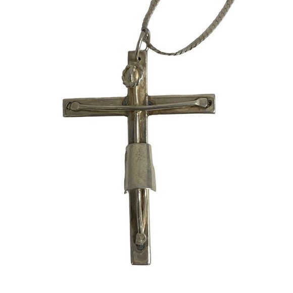 VTG Christian Crucifix Pendant Chain Necklace 24" Sterling Silver Italy 6108 - Picture 3 of 11